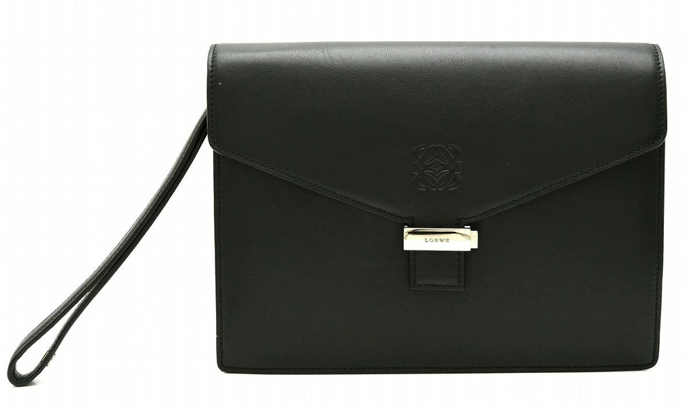 Loewe Anagram Shoulder Bag Handbag Clutch Leather Black